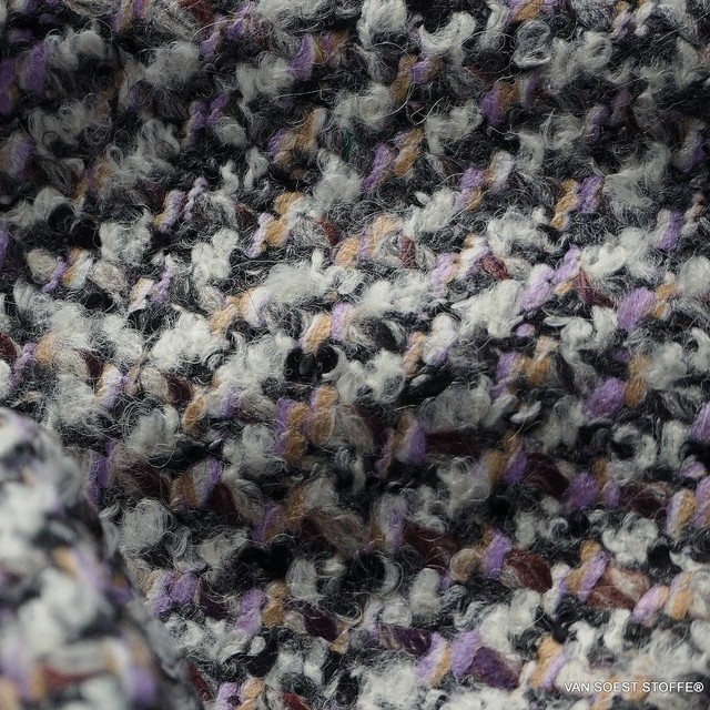 Hochwertiger softer Filicudi Bouclé Tweed in Grau-Lila | Ansicht: Hochwertiger Softer Filicudi Bouclé Tweed in Grau-Lila