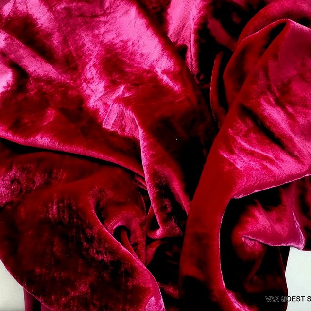 Cherry red washed designer velvet