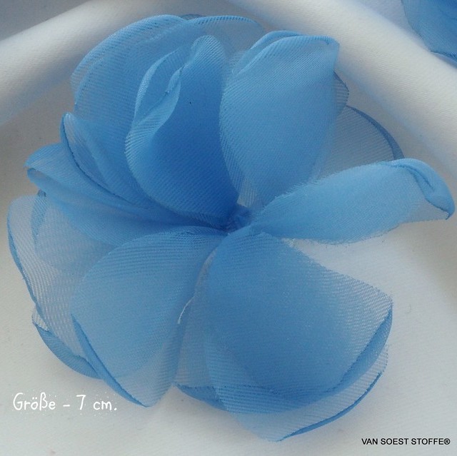 Organza 3-Lagen Blume in Bleu