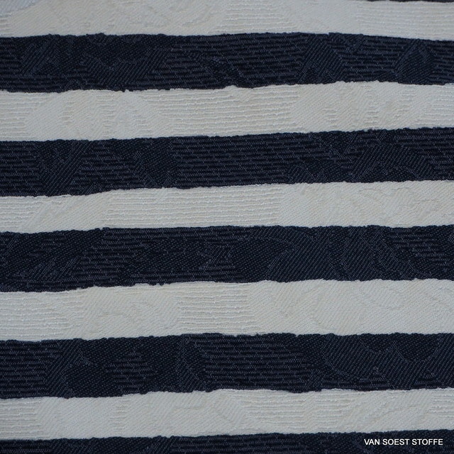 Stretch jeans jacquard in navy -white cross stripe