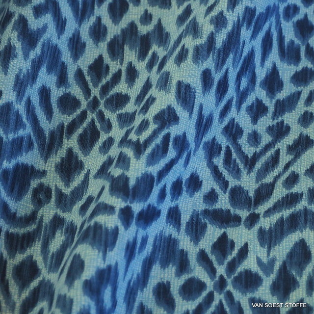 Supersoft muslin in jeans look with animal print