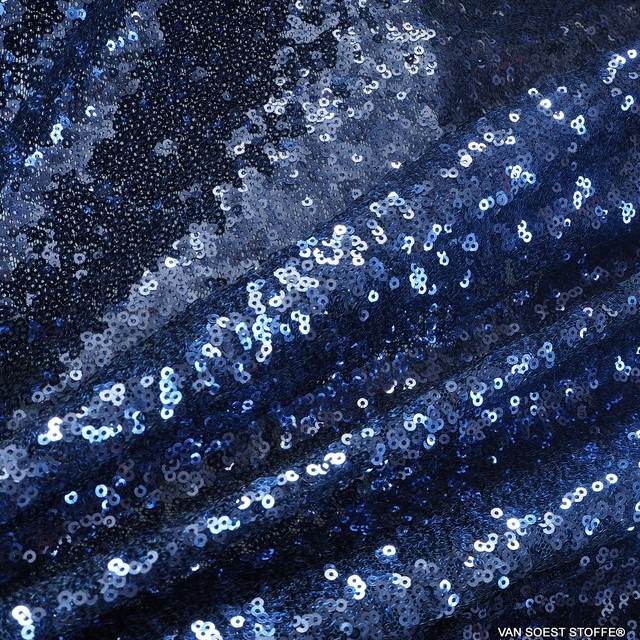 bewitching mini sequins on tone on tone stretch tulle in night blue