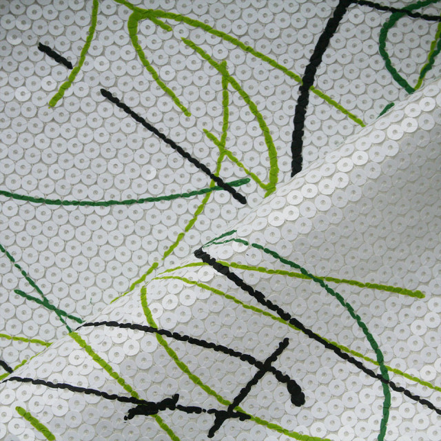 Pailletten-Dripping in Bianco Grassgrün und Schwarz