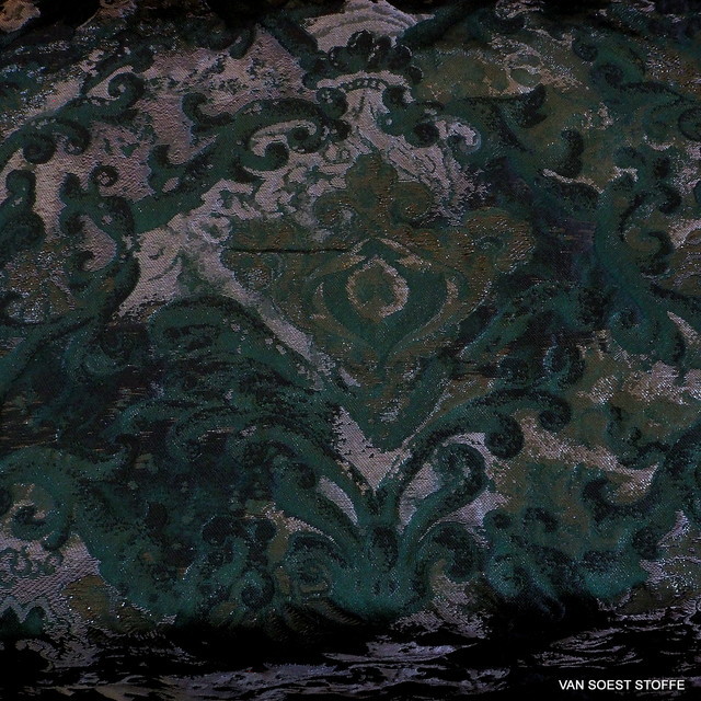 Paisley Metallic Jacquard in Oliv-Grau | Gemusterte Stoffe | Stoffe mit